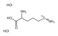 DL-赖氨酸-6-13C-ε-15N二盐酸盐结构式