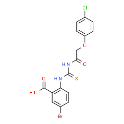 5-BROMO-2-[[[[(4-CHLOROPHENOXY)ACETYL]AMINO]THIOXOMETHYL]AMINO]-BENZOIC ACID结构式