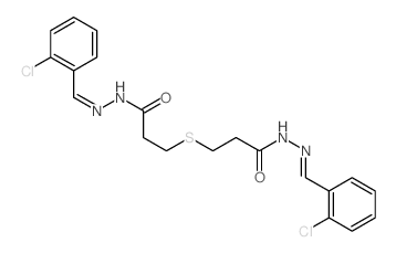 N-[(2-chlorophenyl)methylideneamino]-3-[2-[[(2-chlorophenyl)methylideneamino]carbamoyl]ethylsulfanyl]propanamide Structure