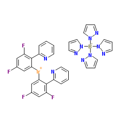 双(2,4-二氟苯基吡啶并)四(1-吡唑基)硼酸铱(III)结构式