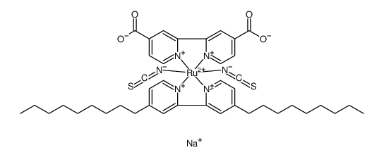 双(异硫氰酸)(2,2'-二吡啶基-4,4'-二甲酸)(4,4'-二壬基-2,2'-二吡啶基)钌(II)钠盐图片