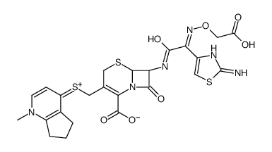 (6R,7R)-7-[[(2E)-2-(2-amino-1,3-thiazol-4-yl)-2-(carboxymethoxyimino)acetyl]amino]-3-[(1-methyl-6,7-dihydro-5H-cyclopenta[b]pyridin-1-ium-4-yl)sulfanylmethyl]-8-oxo-5-thia-1-azabicyclo[4.2.0]oct-2-ene-2-carboxylate结构式