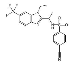 4-氰基-n-[(1r)-1-[1-乙基-6-(三氟甲基)-1H-苯并咪唑-2-基]乙基]苯磺酰胺结构式