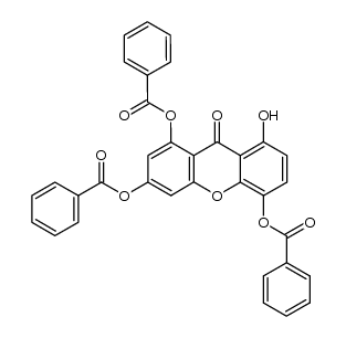1,3,5-tribenzoyloxy-8-hydroxy-9H-xanthen-9-one结构式