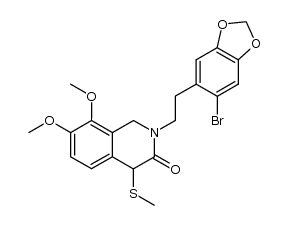 2-(2-bromo-4,5-methylenedioxyphenethyl)-7,8-dimethoxy-4-methylthio-1,2,3,4-tetrahydroisoquinolin-3-one结构式