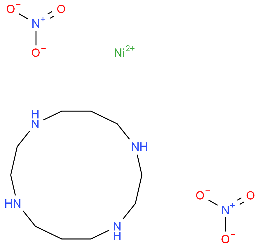 {Ni(1,4,8,11-tetraazacyclotetradecane)(NO3)2} Structure