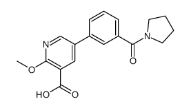 2-methoxy-5-[3-(pyrrolidine-1-carbonyl)phenyl]pyridine-3-carboxylic acid Structure