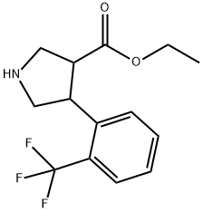 反式-4-(2-(三氟甲基)苯基)吡咯烷-3-羧酸乙酯盐酸盐结构式