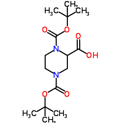 1,4-双(N-Boc)哌嗪-2-甲酸结构式