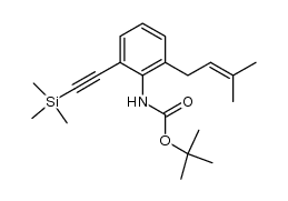 tert-butyl (2-(3-methylbut-2-en-1-yl)-6-((trimethylsilyl)ethynyl)phenyl)carbamate结构式