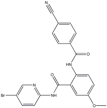N-(5-溴-2-吡啶基)-2-[(4-氰基苯甲酰基)氨基]-5-甲氧基苯甲酰胺结构式