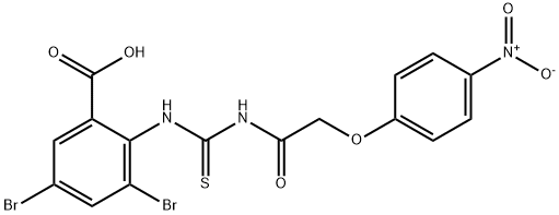 3,5-dibromo-2-[[[[(4-nitrophenoxy)acetyl]amino]thioxomethyl]amino]-benzoic acid structure