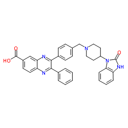 3-(4-{[4-(2-Oxo-2,3-dihydro-1H-benzimidazol-1-yl)-1-piperidinyl]m ethyl}phenyl)-2-phenyl-6-quinoxalinecarboxylic acid Structure