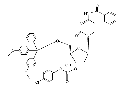 4-chlorophenyl 5'-O-(4,4'-dimethoxytrityl)-N4-benzoyl-2'-deoxycytidin-3'-yl phosphate Structure