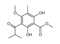 2,6-Dihydroxy-3-isobutyryl-4-methoxy-5-methyl-benzoesaeuremethylester结构式