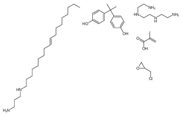 2-甲基-2-丙烯酸与N,N-二(2-氨乙基)-1,2-乙二胺、(氯甲基)环氧乙烷、4,4-(1-甲基亚乙基)二苯酚和Z-N-9-十八烷基-1,3-丙二胺的聚合物结构式