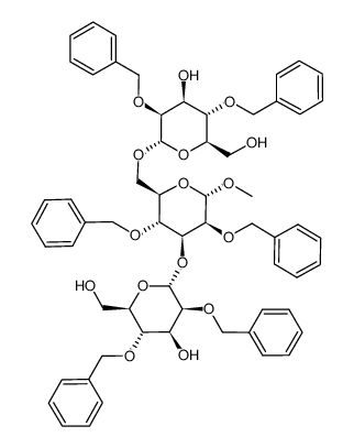 methyl 3,6-di-O-(2,4-di-O-benzyl-α-D-mannopyranosyl)-2,4-di-O-benzyl-α-D-mannopyranoside结构式