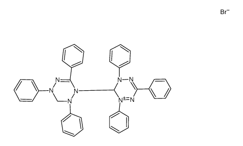 1,3,5-triphenyl-6-(2,4,6-triphenyl-1,2,3,4-tetrahydro-1,2,3,5-tetrazinyl)-5,6-dihydro-1,2,3,5-tetrazinium bromide结构式