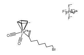 [(η5-C5H5)Fe(CO)2(η2-CH2CH(CH2)6Br)]PF6结构式