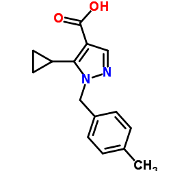 5-Cyclopropyl-1-(4-methylbenzyl)-1H-pyrazole-4-carboxylic acid结构式