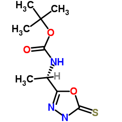 (S)-(1-(5-巯基-1,3,4-恶二唑-2-基)乙基)氨基甲酸叔丁酯结构式