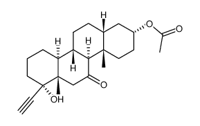 3α-acetoxy-17a-hydroxy-D-homo-5β-pregn-20-yn-11-one Structure