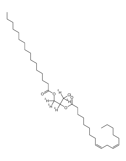 rac-1-棕榈酰基-2-亚油酰基-3-氯丙二醇-d5结构式