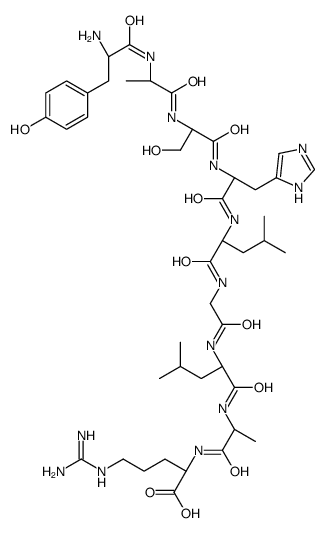 (2S)-2-[[(2S)-2-[[(2S)-2-[[2-[[(2S)-2-[[(2S)-2-[[(2S)-2-[[(2S)-2-[[(2S)-2-amino-3-(4-hydroxyphenyl)propanoyl]amino]propanoyl]amino]-3-hydroxypropanoyl]amino]-3-(1H-imidazol-5-yl)propanoyl]amino]-4-methylpentanoyl]amino]acetyl]amino]-4-methylpentanoyl]amin结构式