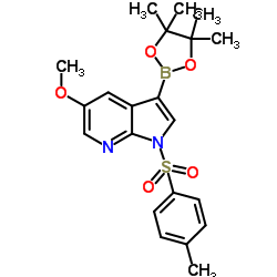 5-甲氧基-1-甲苯磺酰基-7-氮杂吲哚-3-硼酸频哪醇酯结构式