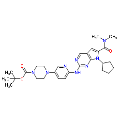 4-(6-(7-环戊基-6-(二甲基甲酰基)-7H-吡咯并[2,3-D]嘧啶-2-基氨基吡啶-3-基)哌嗪-1-羧酸叔丁酯结构式