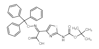(Z)-2-(2-叔丁氧羰基氨基噻唑-4-基)-2-三苯甲基氧亚氨基乙酸结构式