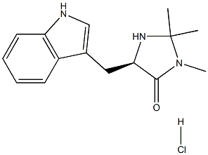 (5R)-5-(1H-Indol-3-ylmethyl)-2,2,3-trimethyl-4-imidazolidinone monohydrochloride结构式