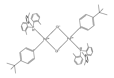 [Pd(P(o-tolyl)3)(4-t-Bu-C6H4)(μ-Cl)]2 Structure