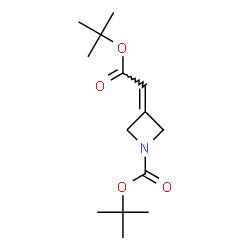 2-(1-BOC-杂氮环丁烷-3-亚基)乙酸叔丁酯结构式