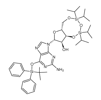 6-O-(tert-Butyldiphenylsilyl)-3',5'-O-(tetraisopropyldisiloxane-1,3-diyl)guanosine Structure
