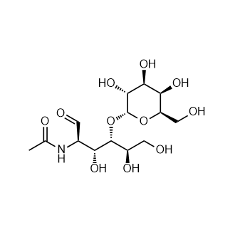 N-((2R,3R,4S,5R)-3,5,6-三羟基-1-氧代-4-(((2R,3R,4S,5R,6R)-3,4,5-三羟基-6-(羟甲基)四氢-2H-吡喃-2-基)氧)己-2-基)乙酰胺结构式