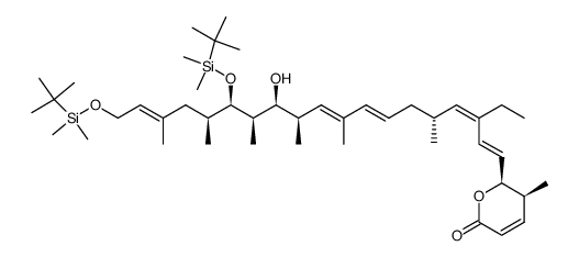 (5S,6S)-6-((1E,3Z,5R,7E,9E,11R,12S,13R,14R,15S,17E)-14,19-bis((tert-butyldimethylsilyl)oxy)-3-ethyl-12-hydroxy-5,9,11,13,15,17-hexamethylnonadeca-1,3,7,9,17-pentaen-1-yl)-5-methyl-5,6-dihydro-2H-pyran-2-one结构式