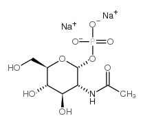 N-乙酰基-D-氨基葡萄糖-1-磷酸二钠盐结构式