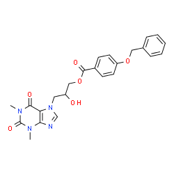 4-benzylhydroxybenzoic acid 2-hydroxy-3-(theophylline-7-ol)propyl ester结构式