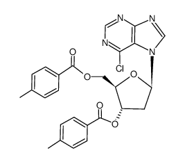 3,5-O-Ditoluoyl 6-Chloropurine-7-β-D-deoxyriboside结构式