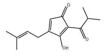 2,4-Cyclopentadien-1-one, 3-hydroxy-4-(3-methyl-2-buten-1-yl)-2-(2-methyl-1-oxopropyl)- Structure