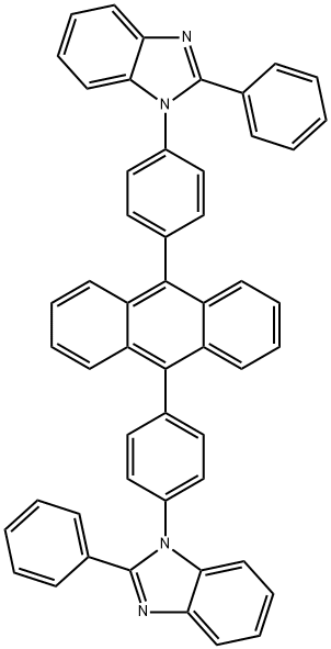 2-苯基-1-(4 -(10 -(4 -(2-苯基-3A,7A-二氢-1H-苯并[D]咪唑-1-基)苯基)蒽-9-基]苯基)-1H-苯并[D]咪唑结构式