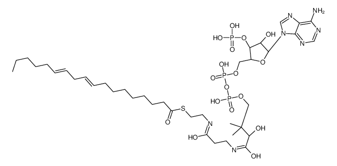 S-[2-[3-[[(2R)-4-[[[(2R,3S,4R,5R)-5-(6-aminopurin-9-yl)-4-hydroxy-3-phosphonooxyoxolan-2-yl]methoxy-hydroxyphosphoryl]oxy-hydroxyphosphoryl]oxy-2-hydroxy-3,3-dimethylbutanoyl]amino]propanoylamino]ethyl] octadeca-9,12-dienethioate结构式