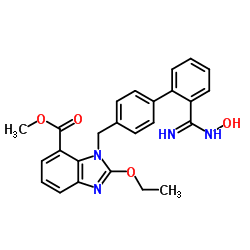 2-Ethoxy-1-[[2'-[(hydroxyamino)iminomethyl][1,1'-biphenyl]-4-yl]methyl]-1H-benzimidazole-7-carboxylic acid methyl ester Structure