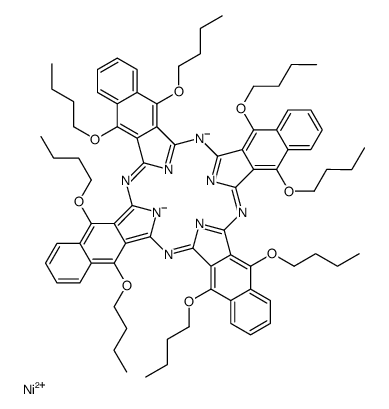 镍(II)-5,9,14,18,23,27,32,36-八丁氧基-2,3-萘酞菁结构式