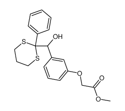 (+/-)-1-hydroxy-1-<3-((carbomethoxy)methoxy)phenyl>-2-phenyl-2-(1,3-dithian-2-yl)ethane Structure