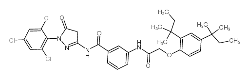 1-(2,4,6-三氯苯基)-3-[3-(2,4-二特戊基苯氧基)乙酰胺基]苯甲酰胺基-5-吡唑酮结构式