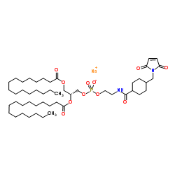 1,2-二棕榈酰基-sn-甘油-3-磷酸乙醇胺-N-[4-(对-马来酰亚胺甲基)环己烷甲酰胺](钠盐)结构式