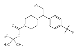 4-(2-氨基-1-(4-(三氟甲基)苯基)乙基)哌嗪-1-羧酸叔丁酯结构式