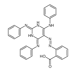 2-[(2,4,6-trianilinopyrimidin-5-yl)diazenyl]benzoic acid结构式